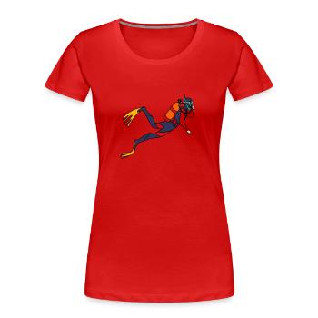 Les plongeurs - T-shirt bio Premium Femme - rouge - Devant - Mia (176cm)