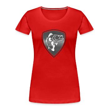 Zander Angeln Wappen - Frauen Premium Bio T-Shirt - Rot - Vorne - Mia (176cm)