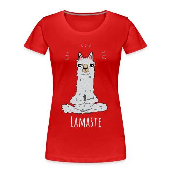 Tendance Yoga Été Cool Dicton Lamaste Yogi Lama - T-shirt bio Premium Femme - rouge - Devant - Mia (176cm)
