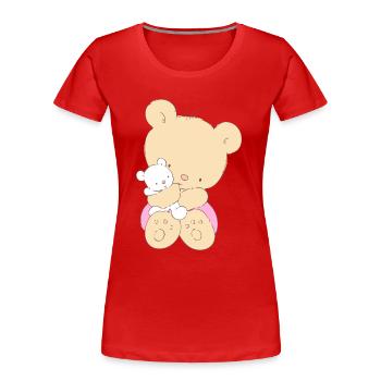 Bear hugging toy Teddy bear - Frauen Premium Bio T-Shirt - Rot - Vorne - Mia (176cm)