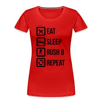 Essen Sie Schlaf Eile bee - Frauen Premium Bio T-Shirt - Rot - Vorne - Mia (176cm)