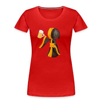 Münchner Kindl mit Masskrug und Bier - Frauen Premium Bio T-Shirt - Rot - Vorne - Mia (176cm)