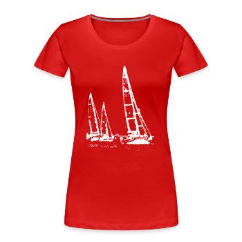 Régate en Bretagne - white - T-shirt bio Premium Femme - rouge - Devant - Mia (176cm)