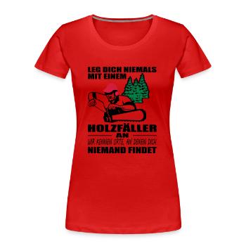 Holzfäller mit Motorsäge - Frauen Premium Bio T-Shirt - Rot - Vorne - Mia (176cm)