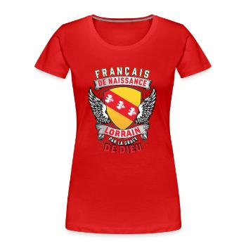 Lorrain Grâce de Dieu - T-shirt bio Premium Femme - rouge - Devant - Mia (176cm)