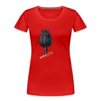 Poppy - Frauen Premium Bio T-Shirt - Rot - Vorne - Mia (176cm)