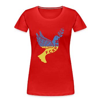 Ukraine fck putin - Friedenstaube - Frauen Premium Bio T-Shirt - Rot - Vorne - Mia (176cm)