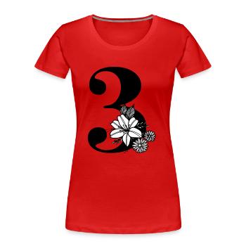 Zahl 3 - Frauen Premium Bio T-Shirt - Rot - Vorne - Mia (176cm)