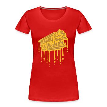 Drops Money Maker Selfmade - T-shirt bio Premium Femme - rouge - Devant - Mia (176cm)