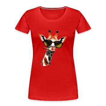 Giraffe With Sunglasses Giraffe Illustration - Women's Premium Organic T-Shirt - red - Front - Mia (176cm)