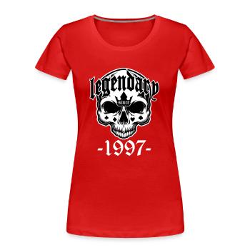 Legendär seit 1997 - Totenkopf | Farben änderbar - Frauen Premium Bio T-Shirt - Rot - Vorne - Mia (176cm)