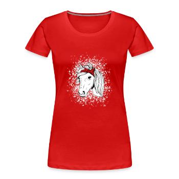 Pferd mit Schneeflocken - Frauen Premium Bio T-Shirt - Rot - Vorne - Mia (176cm)