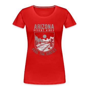 Vintage Feel Sunset 80s Desert Vibes Mountain - Frauen Premium Bio T-Shirt - Rot - Vorne - Mia (176cm)