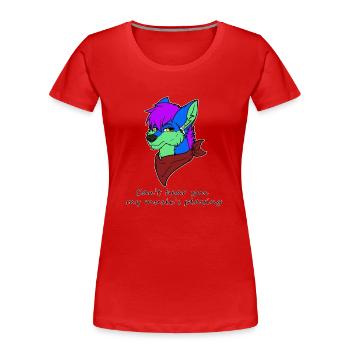 Ich kann dich nicht hören - Frauen Premium Bio T-Shirt - Rot - Vorne - Mia (176cm)