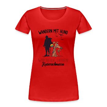 Wandern mit Hund "Dogtrekking"canicross Team-Hund - Frauen Premium Bio T-Shirt - Rot - Vorne - Mia (176cm)