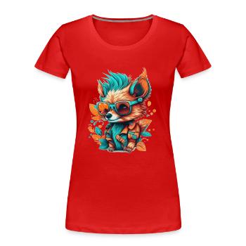 Ein Fuchs mit Brille, der seinen Urlaub genießt - Frauen Premium Bio T-Shirt - Rot - Vorne - Mia (176cm)