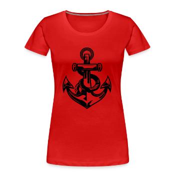 Anchor Boat Ship Nautical - Women's Premium Organic T-Shirt - red - Front - Mia (176cm)