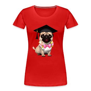 Bachelor Bulldog Study Dogs Graduation - Women's Premium Organic T-Shirt - red - Front - Mia (176cm)