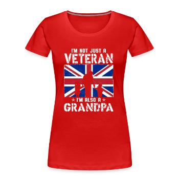 Ich bin nicht nur ein Veteran, ich bin auch ein Opa - Frauen Premium Bio T-Shirt - Rot - Vorne - Mia (176cm)