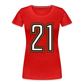 21 - Frauen Premium Bio T-Shirt - Rot - Vorne - Mia (176cm)