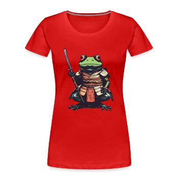 Frog with katana - Women's Premium Organic T-Shirt - red - Front - Mia (176cm)
