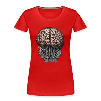 Cerveau / Connaissance / Intelligence / Intelligent / Penser - T-shirt bio Premium Femme - rouge - Devant - Mia (176cm)