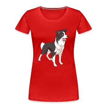 Chien de race border collie - T-shirt bio Premium Femme - rouge - Devant - Mia (176cm)