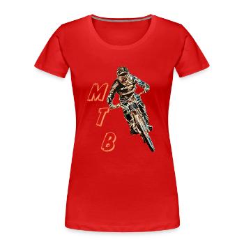 Downhill-Mountainbiken - Frauen Premium Bio T-Shirt - Rot - Vorne - Mia (176cm)