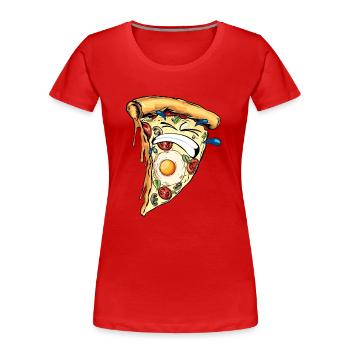 pizza hard humor soufrance difficult teeth drawing - Women's Premium Organic T-Shirt - red - Front - Mia (176cm)