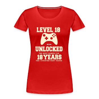 Level 18 Vintage Anniversaire Vintage Rétro - T-shirt bio Premium Femme - rouge - Devant - Mia (176cm)