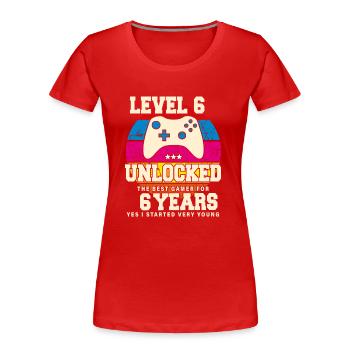Original 2018 6 ans Niveau 6 Débloquer - T-shirt bio Premium Femme - rouge - Devant - Mia (176cm)