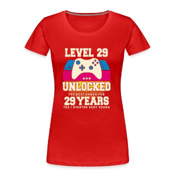 Original 1995 29 Years Old Level 29 Unlock - Women's Premium Organic T-Shirt - red - Front - Mia (176cm)