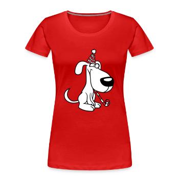 chien anniversaire réveillon nouvel an chapeau de fête célébrer crapaud - T-shirt bio Premium Femme - rouge - Devant - Mia (176cm)