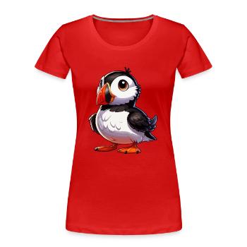 Puffin - Women's Premium Organic T-Shirt - red - Front - Mia (176cm)