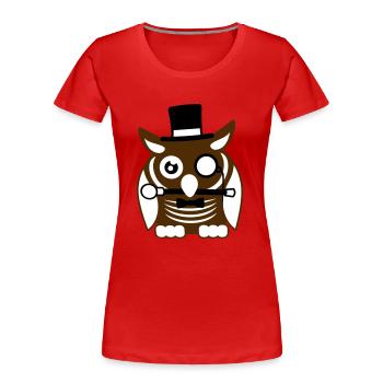 Sir hibou chapeau haut de forme monocle verres riches M. - T-shirt bio Premium Femme - rouge - Devant - Mia (176cm)
