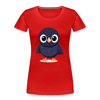 Petit corbeau - T-shirt bio Premium Femme - rouge - Devant - Mia (176cm)