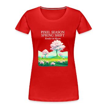 Pixelsaison: Frühlingswandel - Frauen Premium Bio T-Shirt - Rot - Vorne - Mia (176cm)
