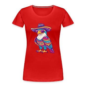 Aigle Bande Dessinée Drôle Sombrero - T-shirt bio Premium Femme - rouge - Devant - Mia (176cm)