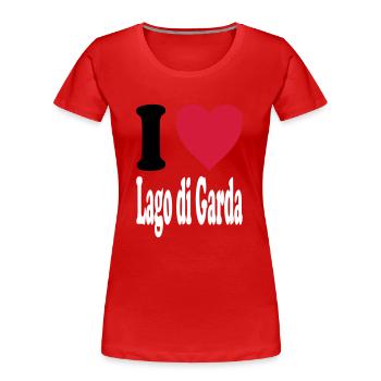 J'adore Lago di Garda (toutes les couleurs!) - T-shirt bio Premium Femme - rouge - Devant - Mia (176cm)