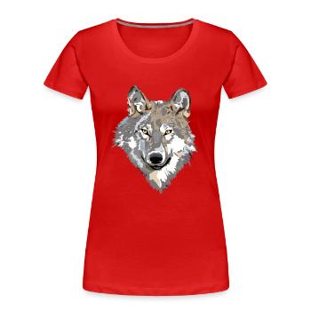 Wolf - Frauen Premium Bio T-Shirt - Rot - Vorne - Mia (176cm)