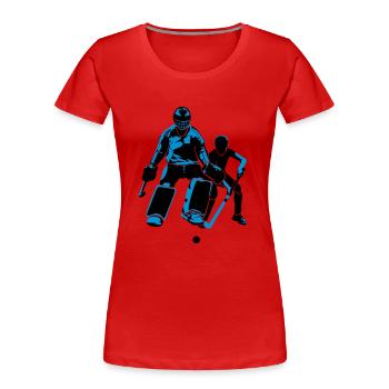 Torwart Feldhockey - Frauen Premium Bio T-Shirt - Rot - Vorne - Mia (176cm)