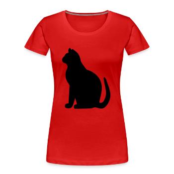schwarze Katze - Frauen Premium Bio T-Shirt - Rot - Vorne - Mia (176cm)