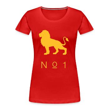 Erfolgreich sein Ziel errreichen T-Shirt Löwe - Frauen Premium Bio T-Shirt - Rot - Vorne - Mia (176cm)