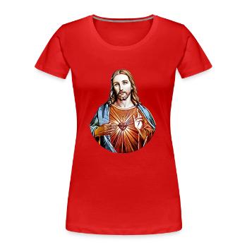 Jésus-Christ * peinture de Jésus-Christ - T-shirt bio Premium Femme - rouge - Devant - Mia (176cm)