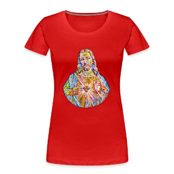 J’aime la fenêtre de l’église Jésus-Christ * - T-shirt bio Premium Femme - rouge - Devant - Mia (176cm)