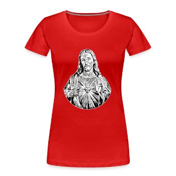Jésus Noir Jésus Christ * Jésus Noir - T-shirt bio Premium Femme - rouge - Devant - Mia (176cm)