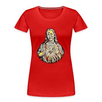 Jésus Christ * Jésus-Christ * Noël fissures - T-shirt bio Premium Femme - rouge - Devant - Mia (176cm)