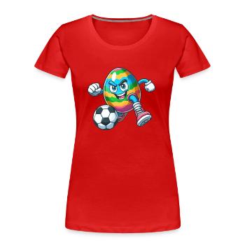 Osterei-Fußballspiel, Fußballer-Ostern - Frauen Premium Bio T-Shirt - Rot - Vorne - Mia (176cm)