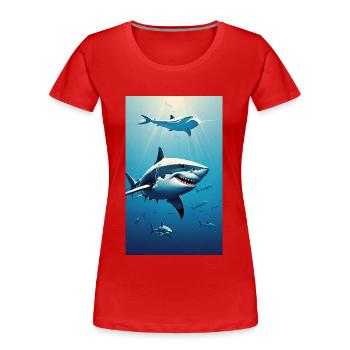 Shark | Great White Shark | Sea Creature | Fish - Women's Premium Organic T-Shirt - red - Front - Mia (176cm)