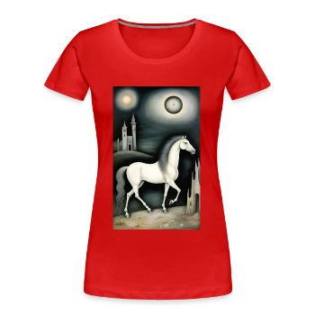 Horse | Horse Riding | Animal | Mount | Colorful - Women's Premium Organic T-Shirt - red - Front - Mia (176cm)